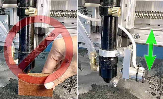 Автоматическая установка фокусного расстояния и гравировка на наклонной поверхности